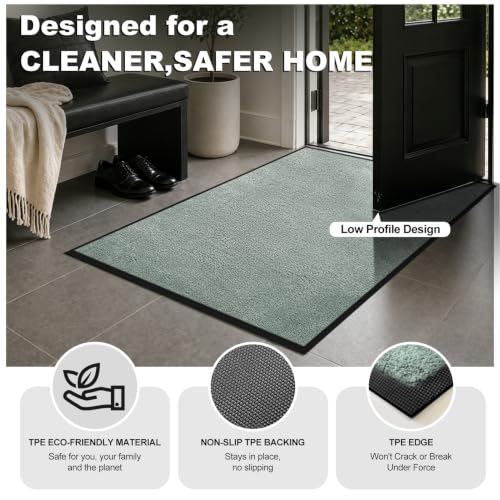 Super Absorbent Front Door Mat (Sage Green / 2' x 3' (Rectangular))