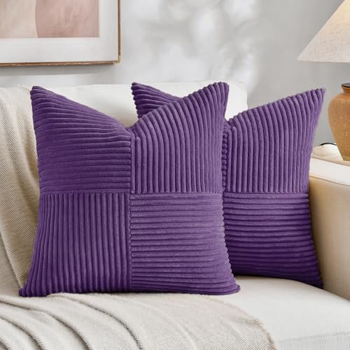 2 Packs Purple Euro Decorative Throw Pillow Covers 26x26 Inch for Living Room Couch Bed (Purple / 26" x 26" (Pack of 2))