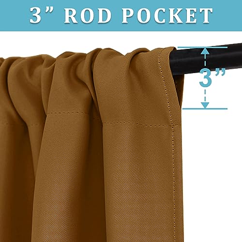 Short Gold Brown Blackout Curtains for Small Bedroom Window Cafe (Gold Brown / 42"W x 36"L (Pack of 2))