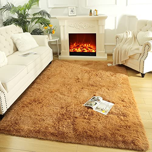 Ultra Soft Indoor Modern Area Rugs Fluffy Living Room Carpets for Children Bedroom Home Decor Nursery Rug 6x9 Feet (Khaki / 6' x 9' (Rectangular))