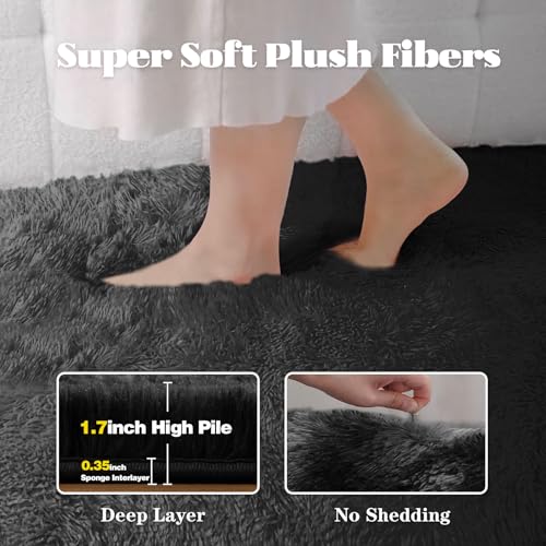 2x6 Runner Rug for Bedroom (Black / 2' x 6' (Rectangular))