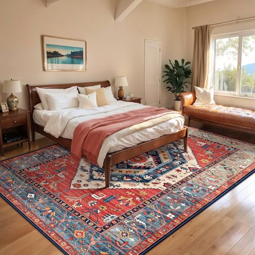 7x10 Washable Non Slip Boho Area Rug for Living Room (Rust/Multi / 7' x 10' (Rectangular))