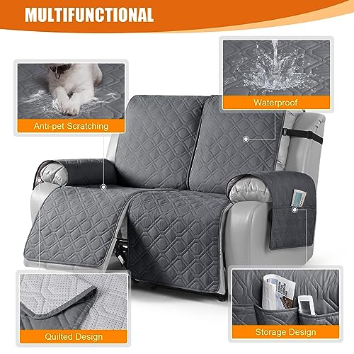 Waterproof Recliner Couch Covers Washable (Dark Gray / Oversized 2 Seater)