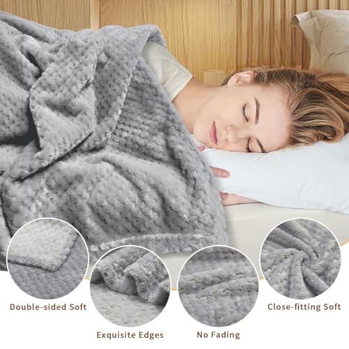 4 Pack Fleece Throw Blankets 50x60 Inches (Gray / Throw(50''x60''))