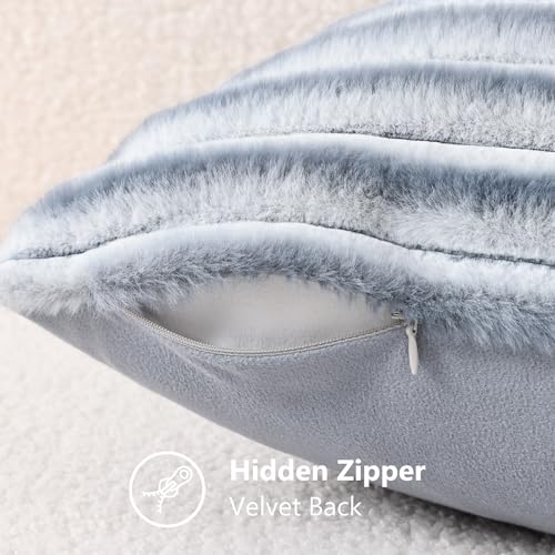 Fall Faux Fur Throw Pillow Covers 12x20 Set of 2 Grey White (Grey White / 20" x 12" (Pack of 2))