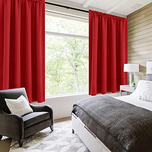 Blackout Curtains for Bedroom Living Room 52 x 63 Inch Long Red (Red / 52"W x 63"L (Pack of 2))