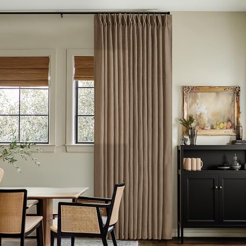 Brown Pleated Linen Light Filtering Curtains 96 Inches Long for Living Room (Dutch Cocoa / 40"W x 96"L (Pack of 2))
