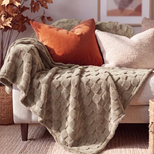 Checkered Soft Cozy Twin Blanket for Bed (03 Light Brown / Twin (60" X 80"))