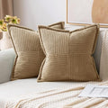 Decorative Euro Sham Throw Pillow Covers 22x22 Inch Khaki 2 Pack (Khaki / 22" x 22" (Pack of 2))