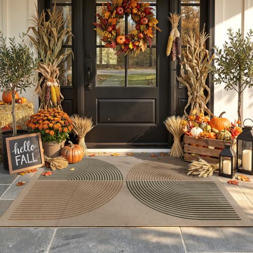 Modern Rainbow Easy Jute 3x5 Patio Rug (3' x 5' (Rectangular) / Nature/Bi-color Rainbow)