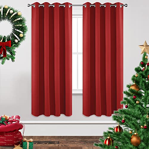 Blackout Curtains 72 inches Long 2 Panels Set (Red / 42"W x 72"L (Pack of 2))