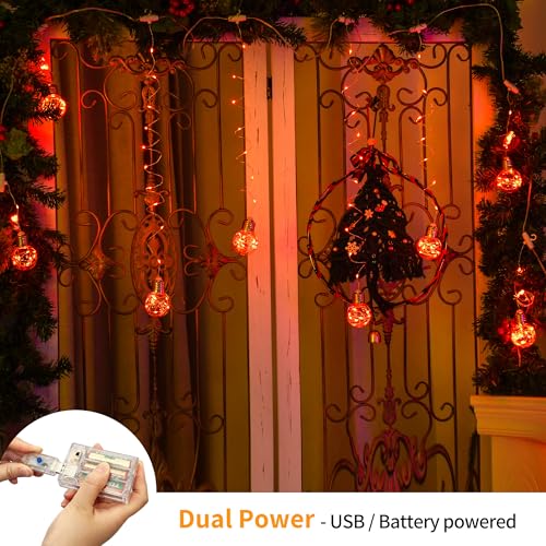 Wishing Ball Curtain Lights 9.8 x3.3 ft (Orange)
