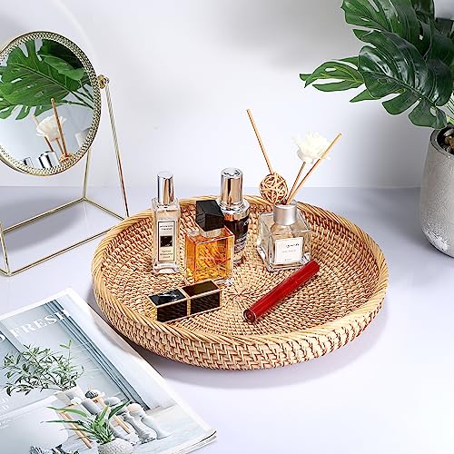 Rattan Key Basket Bowl for Entryway Table (Large, 11.8" / Natural Color)