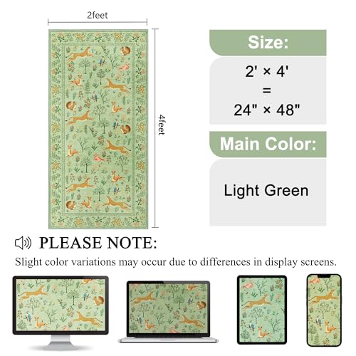 2x4 Rug for Entryway (Light Green(animal) / 2' x 4' (Rectangular))