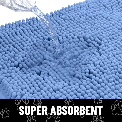 Dog Door Mat for Muddy Paws (40"X32" / Cornflower Blue and White)