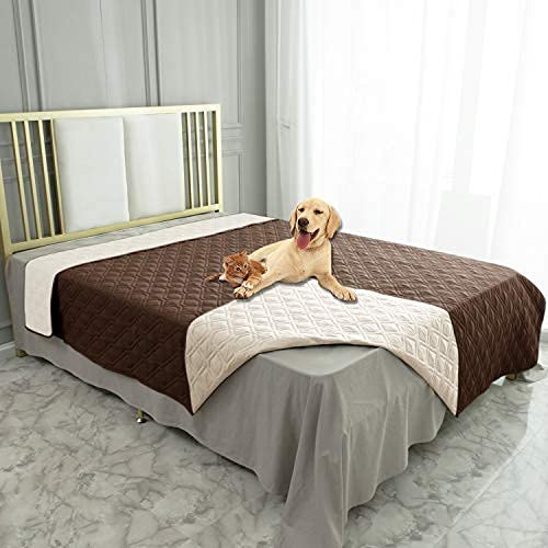 Waterproof Dog Bed Cover Pet Blanket for Furniture Bed Couch Sofa Reversible (82x120 Inch (Pack of 1) / Chocolate+beige)