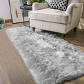 Grey Fluffy Rugs for Bedroom Rug Runner 2x5 Faux Sheepskin Fur Furry Rug for Living Room Home Décor Sofa Cushion (2' x 5' (Runner) / Grey)