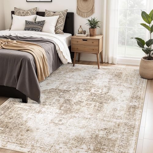 Area Rug 5x7 Washable Rug (Brown / 5' x 7' (Rectangular))