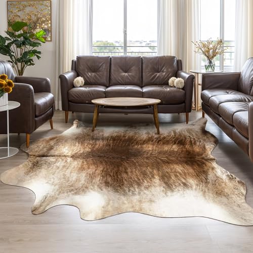 Western Faux Cowhide Rug (7' x 6'3" (7×6.2 ft) / Brown)