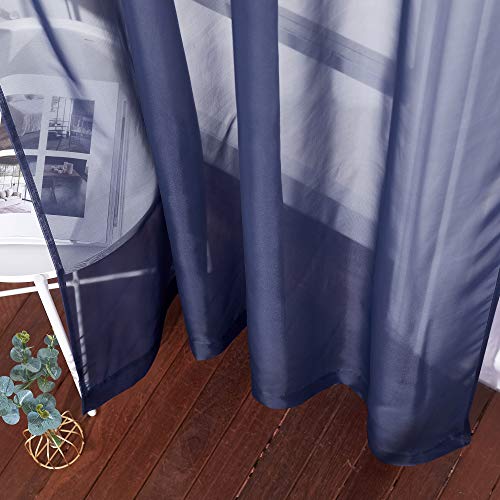 Dark Blue Sheer Curtains for Bedroom (Dark Blue / 54"W x 90"L (Pack of 2))