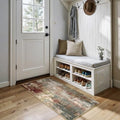 Washable 2'x5' Abstract Area Rug for Living Room Rustic Brown (Rust Red/Green/Blue/Multi / 2' x 5' (Rectangular))