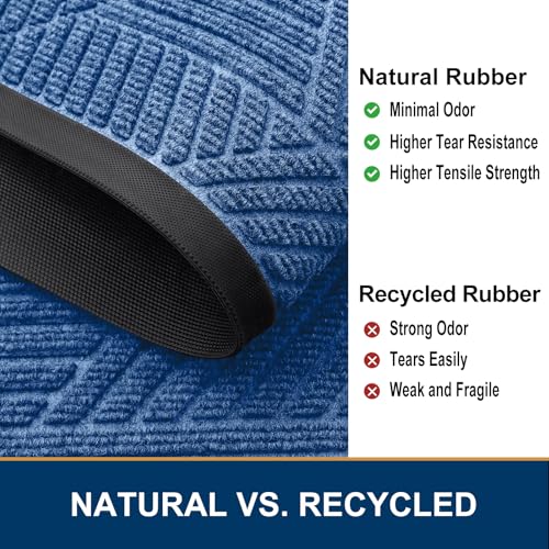 Half Circle Front Door Mat Outside Entrance (Blue / 35" X 23")