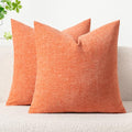 Soft Chenille Throw Pillow Covers Coral Red 20x20 Inch Pack of 2 (20" x 20" (Pack of 2) / Coral Red)