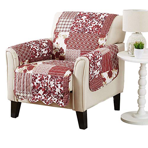 Reversible Patchwork Chair Cover (Chair / Patchwork - Burgundy)