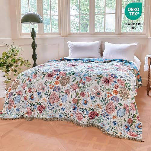 Boho Throw Blanket 60"x80" Fall Cotton Orchid Blanket for Couch (Orchid / 60"x80")