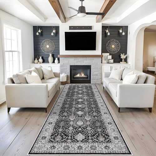 4x10 Washable Hallway Runner Rug (4' x 10' (Rectangular) / Black/Navy)