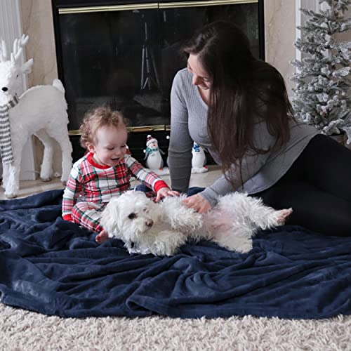 Soft Cozy Warm King Size Fleece Blanket for Bed Navy 108"x90" (02 - Navy / King (108" x 90"))