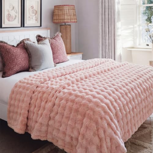 Cloud Bubble King Throw Blanket for Bed (Pink / King (108" X 90"))