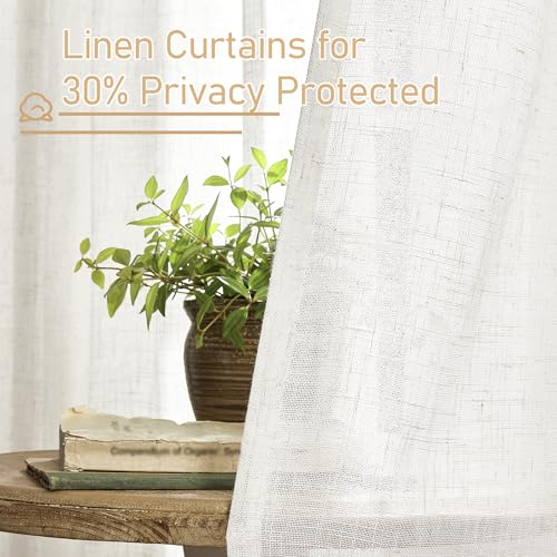 95 Inches Long Cream Linen Curtains for Living Room (Cream / 52"W x 95"L (Pack of 2))