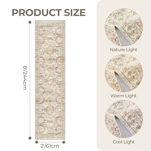 Rug Runners for Hallways Non Slip (Brown/Pink / 2' x 8' (Runner))