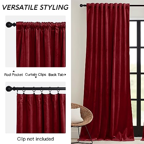 Red Velvet Blackout Curtains 96 inches for Bedroom Living Room (Red / 52"W x 96"L (Pack of 2))