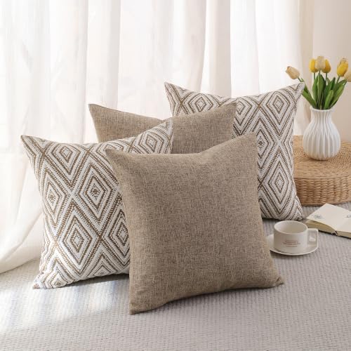 Throw Pillow Covers 18x18 (Light Brown / 18" x 18" (Pack of 4))