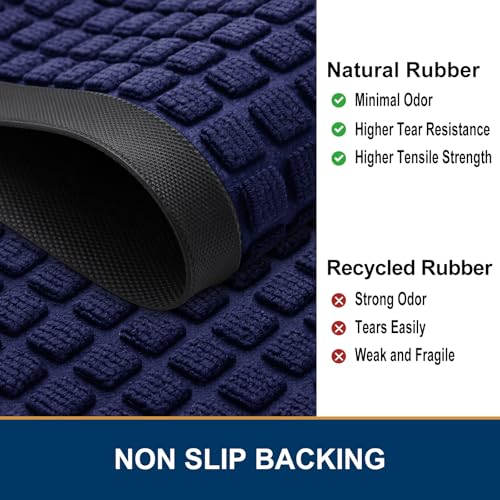 Front Door Mat Outside Entrance (Navy Blue / 47" X 23")