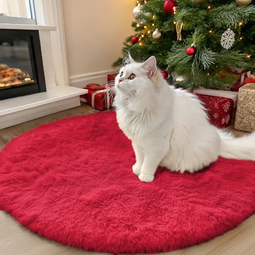 Red Round Rugs for Bedroom (3 Ft Round / Red)