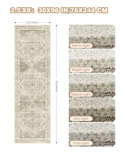 Kitchen Runner Rug Non Slip Washable Rugs 2.5x8 (Brown/Beige / 2'6" x 8' (Runner))