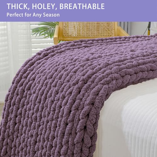 Chunky Knit Throw Blanket for Couch (Winter Grape / 40"x80" (Special Size Throw))