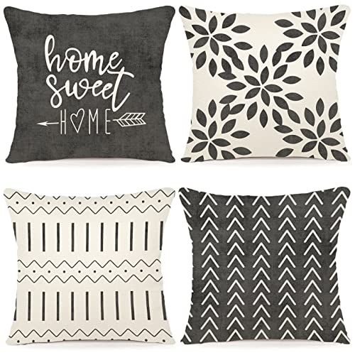 Pillow Covers 20x20 Set of 4 (Rustic Gray / 20" x 20" (Pack of 4))