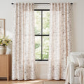 Floral Linen Curtains for Living Room 84 Inch Length Brown Flower Curtain Rod Pocket Back Tab Farmhouse Curtains with Printed Floral Bedroom Window Curtain Set (Penny Brown on Ecru / 50"W x 84"L (Pack of 2))