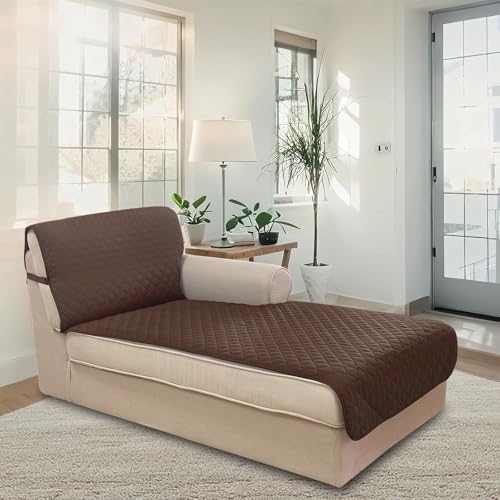 Sectional Couch Cover Chaise Lounge Cover (Coffee/Beige / Lounge Chaise)