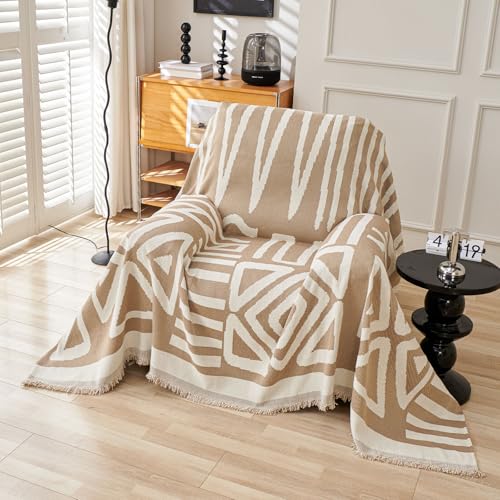Sofa Covers Armchair Boho Couch Cover for Dogs Khaki Throw Couch Cover with Tassel Chair Recliner Futon Cover Washable 1 Cushion Couch Non Slip Chenille Couch Protector (71" x 102" / T:khaki)