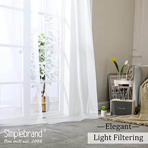 Sheer White Curtains 120 Inches Long (White / 42"W x 120"L (Pack of 2))