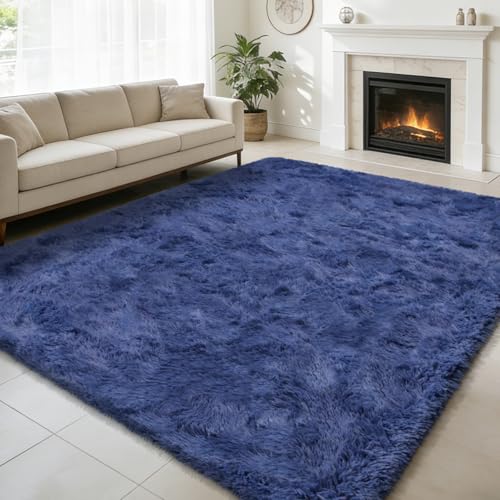 Ultra Soft Fluffy Area Rugs for Bedroom Living Room (Blue / 10' x 14' (Rectangular))