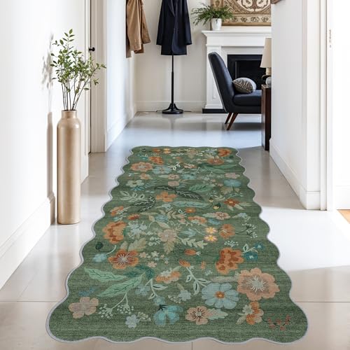 Hallway 3x6 Washable Runner Rug (3' x 6' (Rectangular) / Green/Floral)