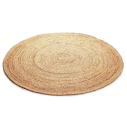 Hand Woven Jute Braided Rug (Natural / 6' (Round))