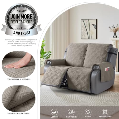 100% Waterproof Loveseat Recliner Cover (Light Brown / 2 Seater Standard)