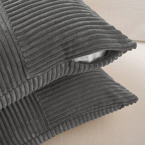 2 Packs Dark Gray Euro Decorative Throw Pillow Covers 26x26 Inch for Couch Bed Sofa (Dark Gray / 26" x 26" (Pack of 2))